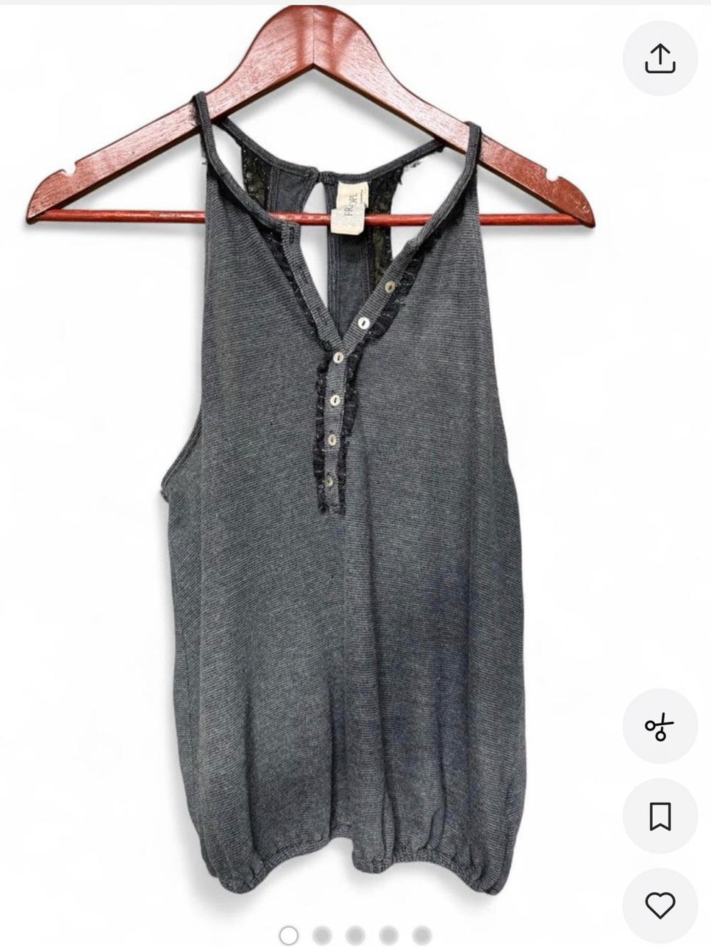 Free People Charcoal Racerback Henley Tank